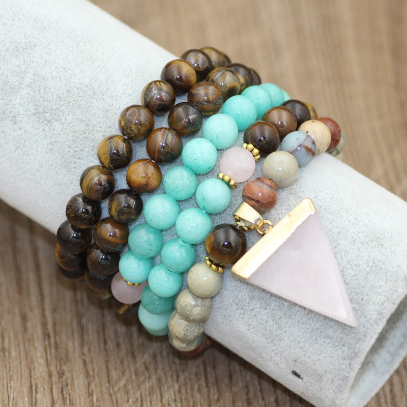Buddha Stones 108 Beads Natural Stone Tiger Eye Mala Healing Bracelet - image 2