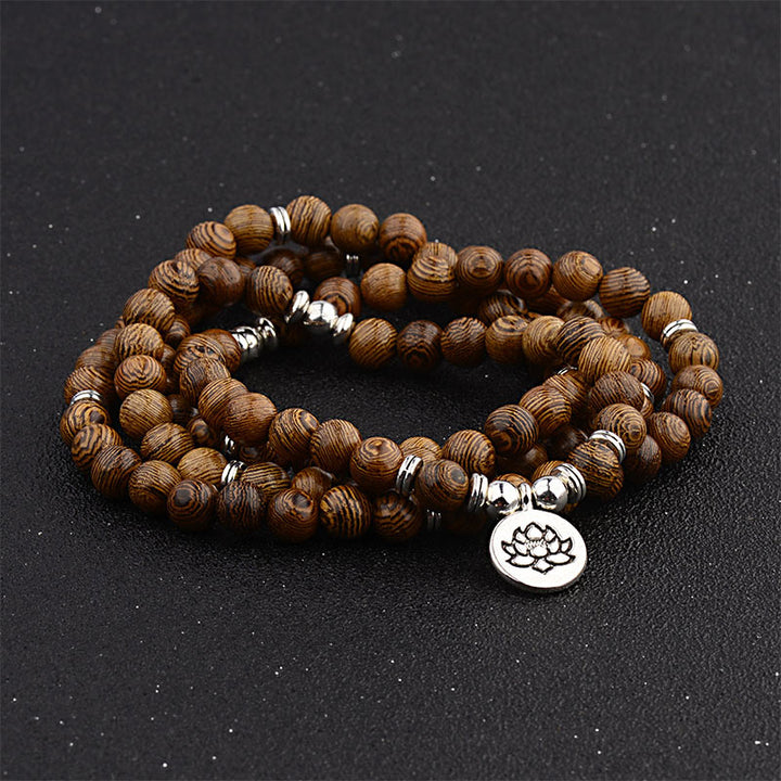 Buddha Stones Tibetan Wood Bracelet Lotus Buddha Mala - image 4