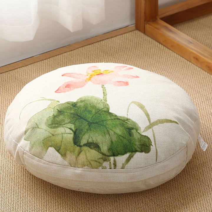 Lotus Simple Pattern Linen Meditation Seat Cushion Home Living Room Decoration - Detachable - Approx. 40cm × 10cm (slight variation possible) - Ivory - image 31