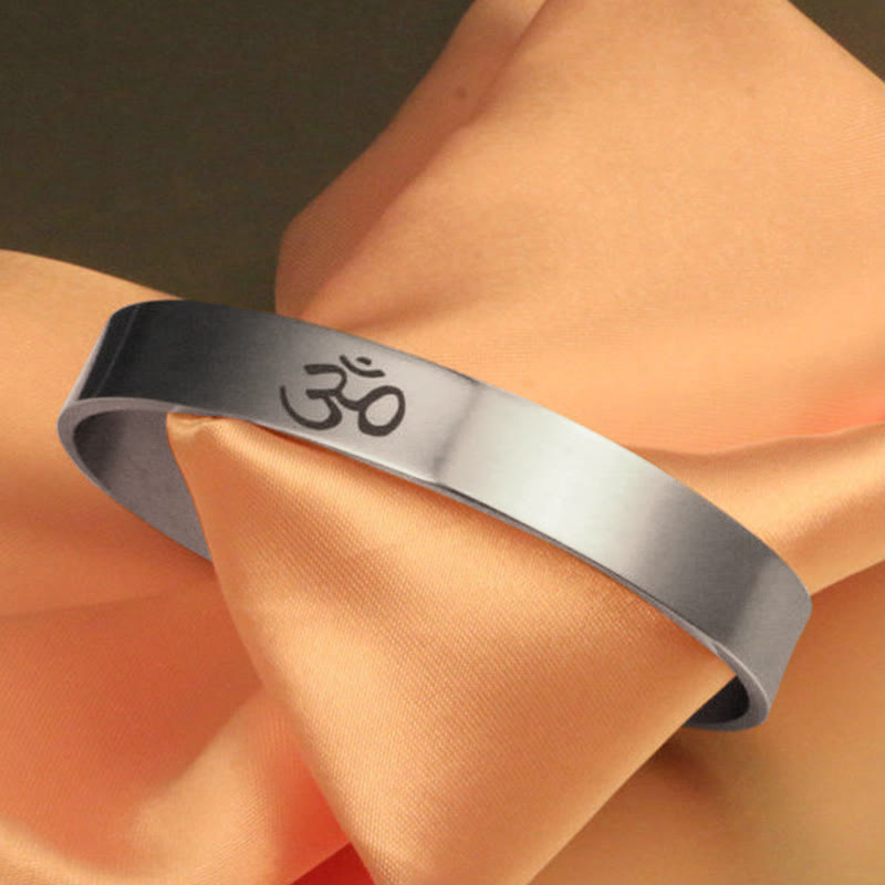 Buddha Stones Tibetan OM Symbol Mindfulness Cuff Bracelet Bangle - OM SYMBOL(Mindfulness♥Connection) - image 1