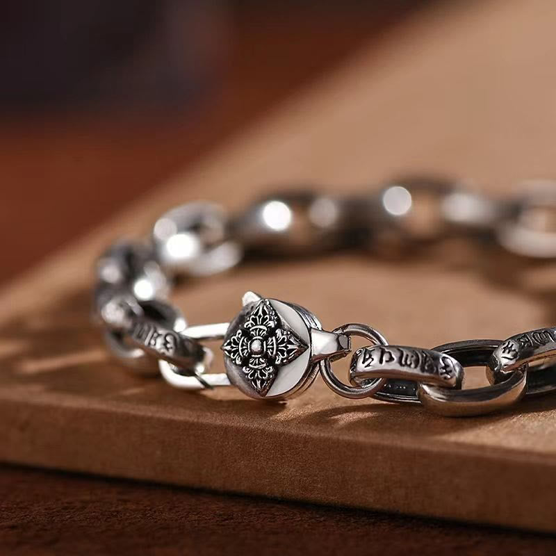 Buddha Stones Om Mani Padme Hum Double Dorje Copper Engraved Wisdom Bracelet - image 2