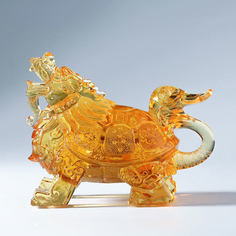 Feng Shui Dragon Turtle Handmade Liuli Crystal Art Piece Home Office Decoration - image 13