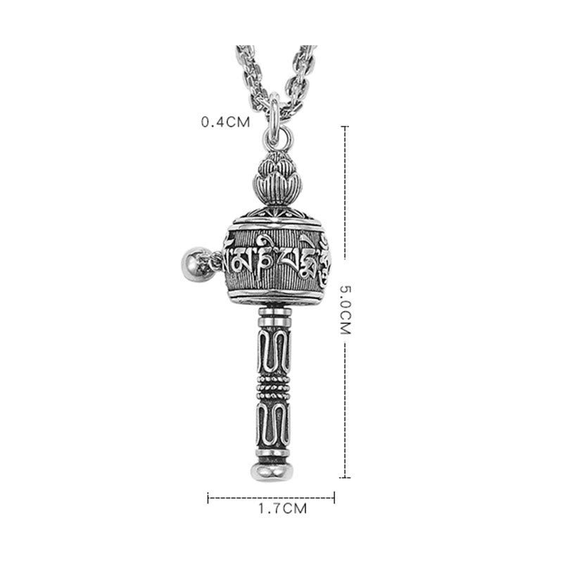Buddha Stones Tibetan Om Mani Padme Hum Prayer Wheel Lotus Wisdom Rotatable Necklace Pendant - image 14