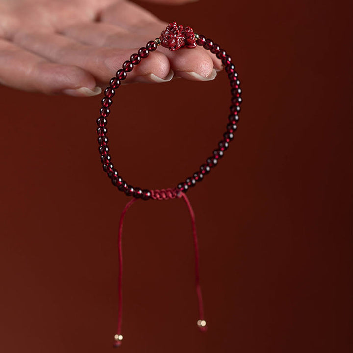 Buddha Stones Garnet Cinnabar PiXiu Blessing Calm String Bracelet