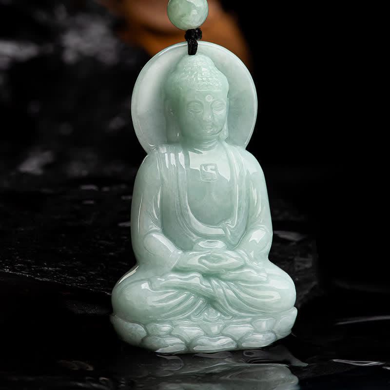 Buddha Stones Amitabha Buddha Jade Amulet Compassion String Necklace - Buddha Symbol(Compassion♥Serenity) - image 9
