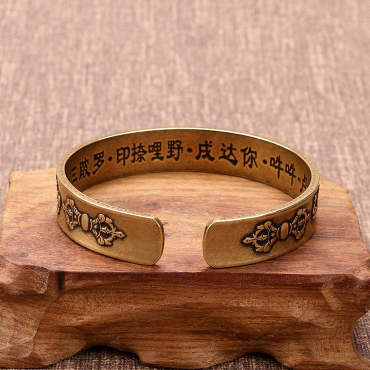 Buddha Stones Tibetan Mahāpratisarā Mantra Sanskrit Copper Brass Healing Bracelet Bangle