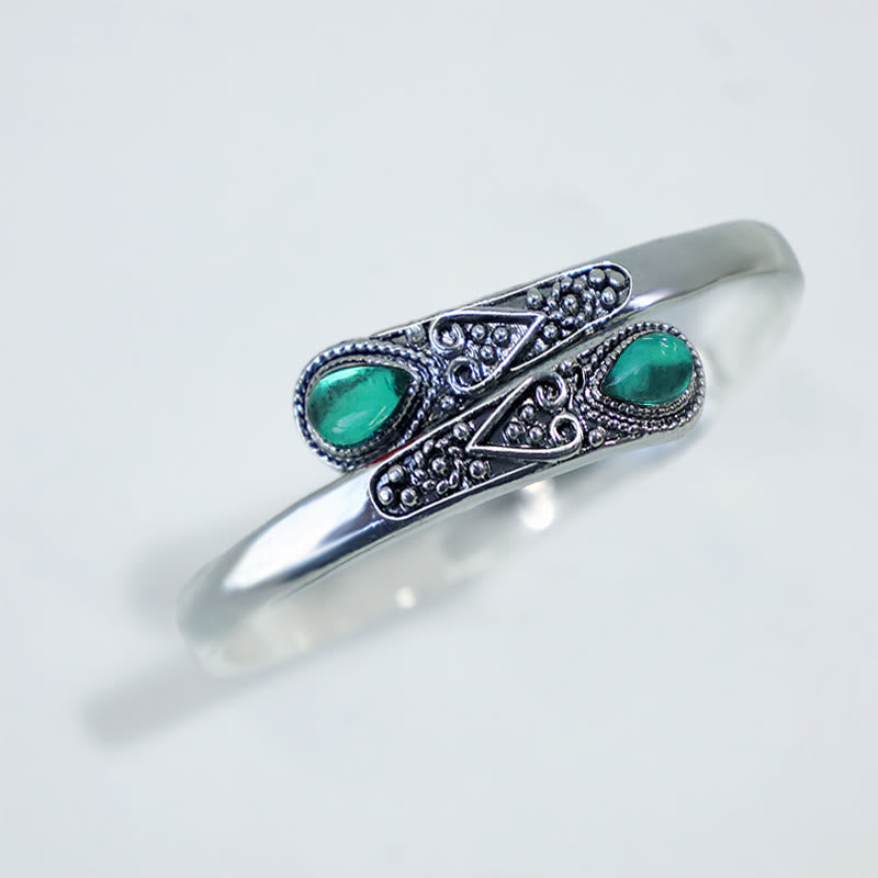 Buddha Stones Zircon Water Drop Pattern Healing Cuff Bracelet Bangle - image 3