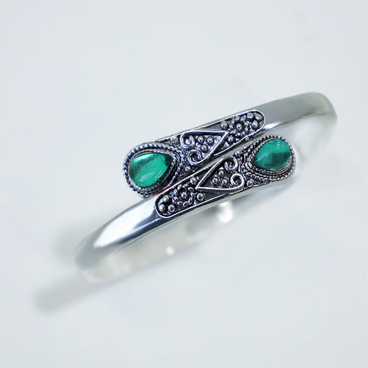 Buddha Stones Zircon Water Drop Pattern Healing Cuff Bracelet Bangle - image 3