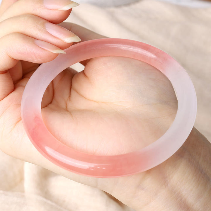 Buddha Stones Pink Golden Silk Jade Wealth Bracelet Bangle - image 3