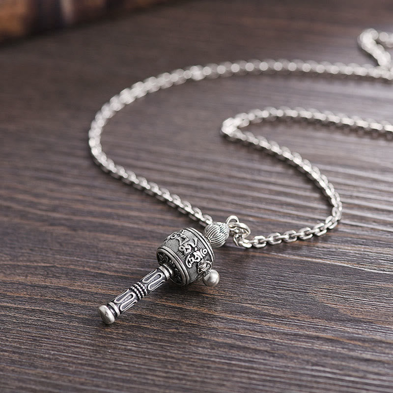 Buddha Stones Tibetan Om Mani Padme Hum Prayer Wheel Lotus Wisdom Rotatable Necklace Pendant - image 13