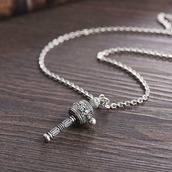 Buddha Stones Tibetan Om Mani Padme Hum Prayer Wheel Lotus Wisdom Rotatable Necklace Pendant - image 13