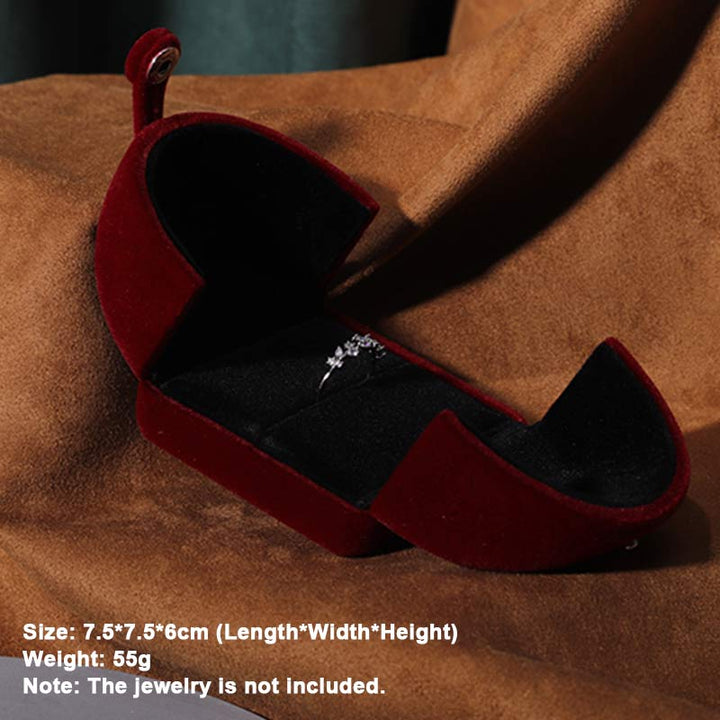 Jewelry Storage Box Flannel Gift Box - Wine Red - Ring Box - image 4