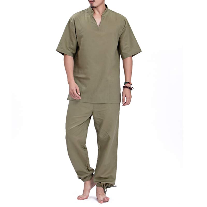 Meditation Prayer Spiritual Zen Practice Yoga Clothing Men's Set - Green - US/UK/AU44，EU54 (3XL) - image 3