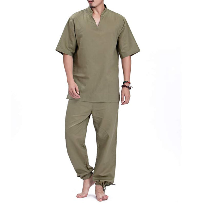 Meditation Prayer Spiritual Zen Practice Yoga Clothing Men's Set - Green - US/UK/AU44，EU54 (3XL) - image 3