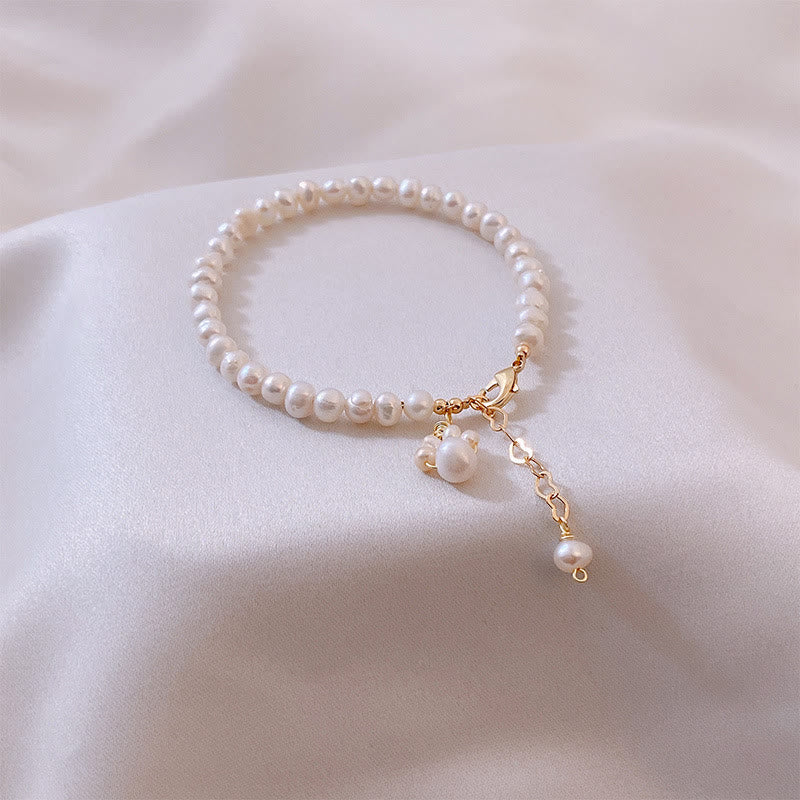 Buddha Stones Pearl Cat Paw Healing Chain Bracelet - image 9