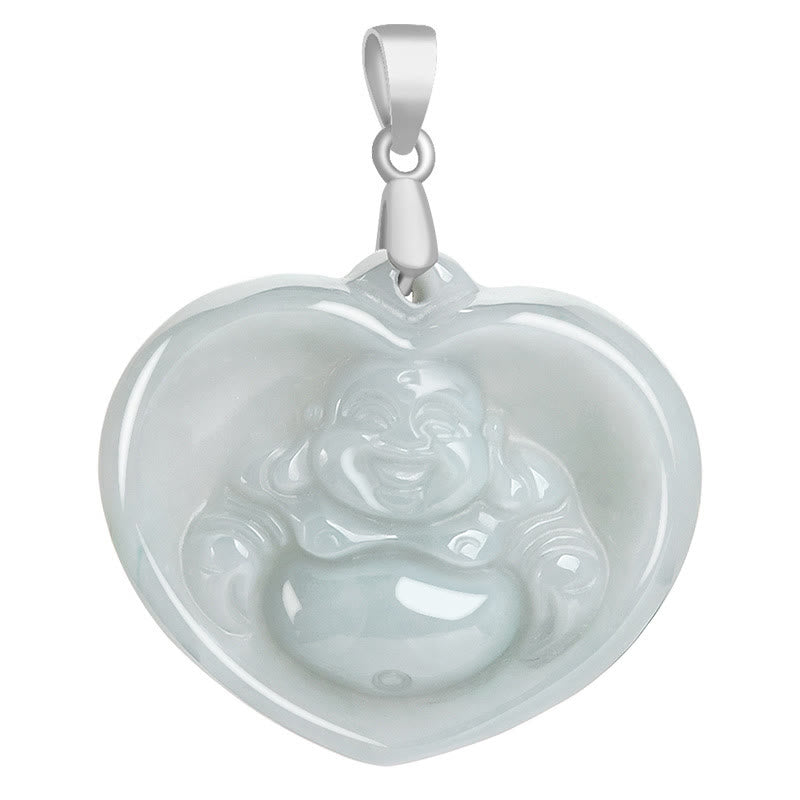 Buddha Stones 925 Sterling Silver Laughing Buddha White Jade Luck Blessing Necklace Pendant - image 10
