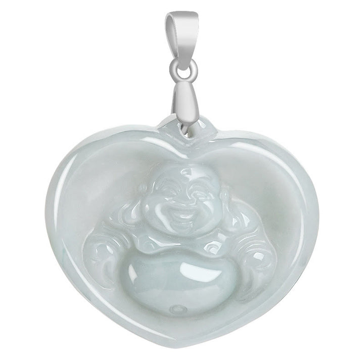 Buddha Stones 925 Sterling Silver Laughing Buddha White Jade Luck Blessing Necklace Pendant - image 10