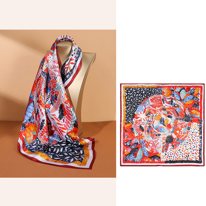 Buddha Stones Pastoral Scene Hot Air Balloon Spring Blossom 100% Mulberry Silk Neck Hair Scarf - Summer Flowers - image 22