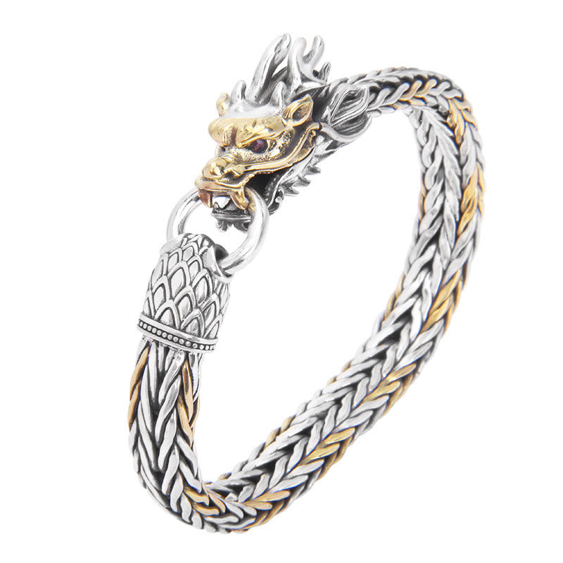 Buddha Stones 925 Sterling Silver Year Of The Dragon Auspicious Dragon Protection Metal Braided Design Bracelet - image 6