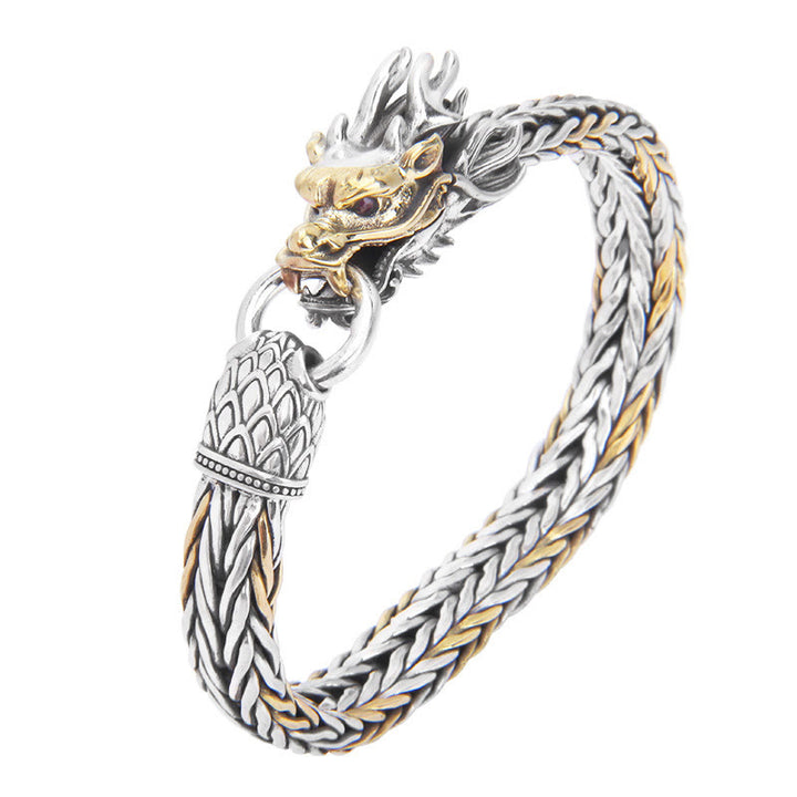 Buddha Stones 925 Sterling Silver Year Of The Dragon Auspicious Dragon Protection Metal Braided Design Bracelet - image 6