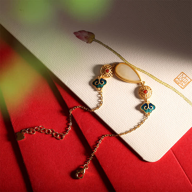 925 Sterling Silver Hetian White Jade Water Drop Chain Necklace Pendant Bracelet - image 9