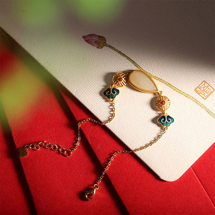 925 Sterling Silver Hetian White Jade Water Drop Chain Necklace Pendant Bracelet - image 9