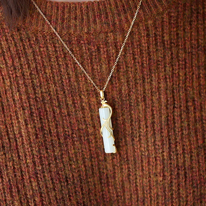 Buddha Stones Jade Dragon Phoenix Copper Protection Necklace Pendant - image 9