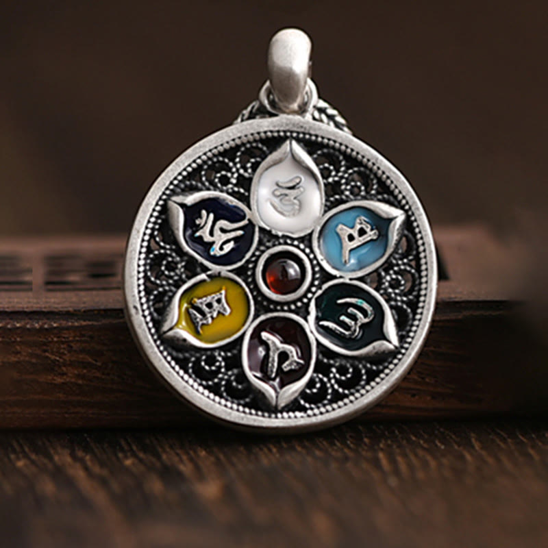 Buddha Stones Tibetan Om Mani Padme Hum Purity Necklace Pendant - image 1