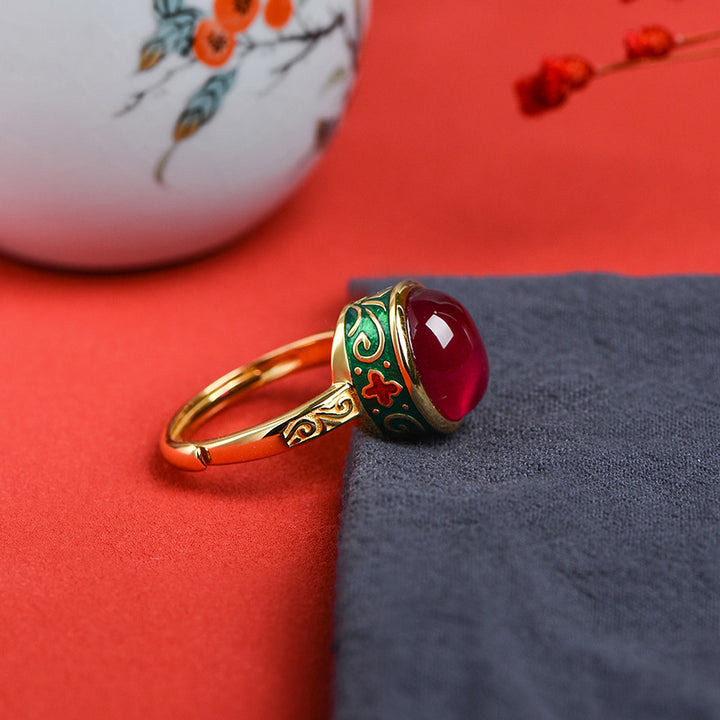 925 Sterling Silver Red Corundum Courage Ring - image 10