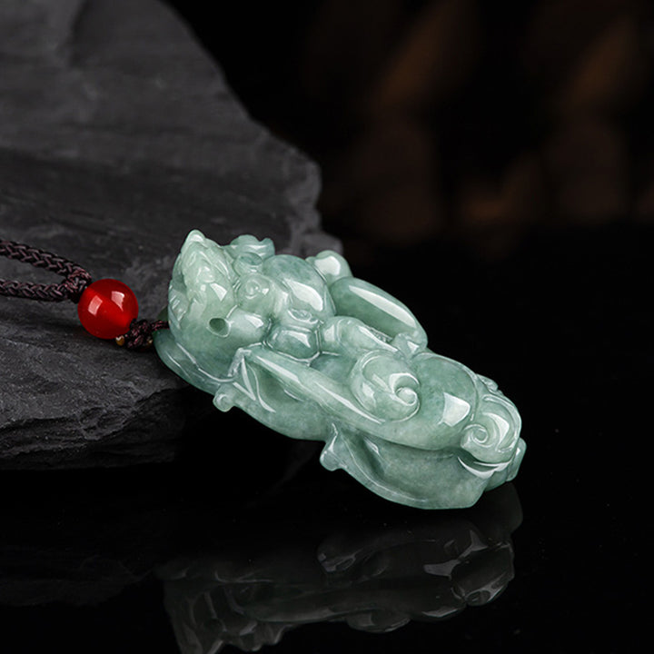 Buddha Stones Jade PiXiu Wealth Luck String Necklace Pendant - image 7