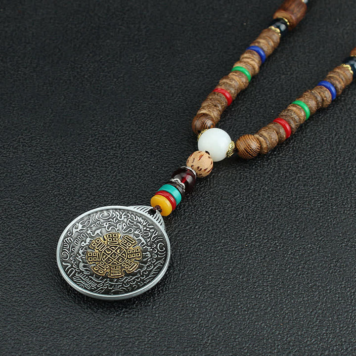 Buddha Stones Tibetan Om Mani Padme Hum Prayer Wheel Rotation Vajra Wood Necklace Pendant - image 24