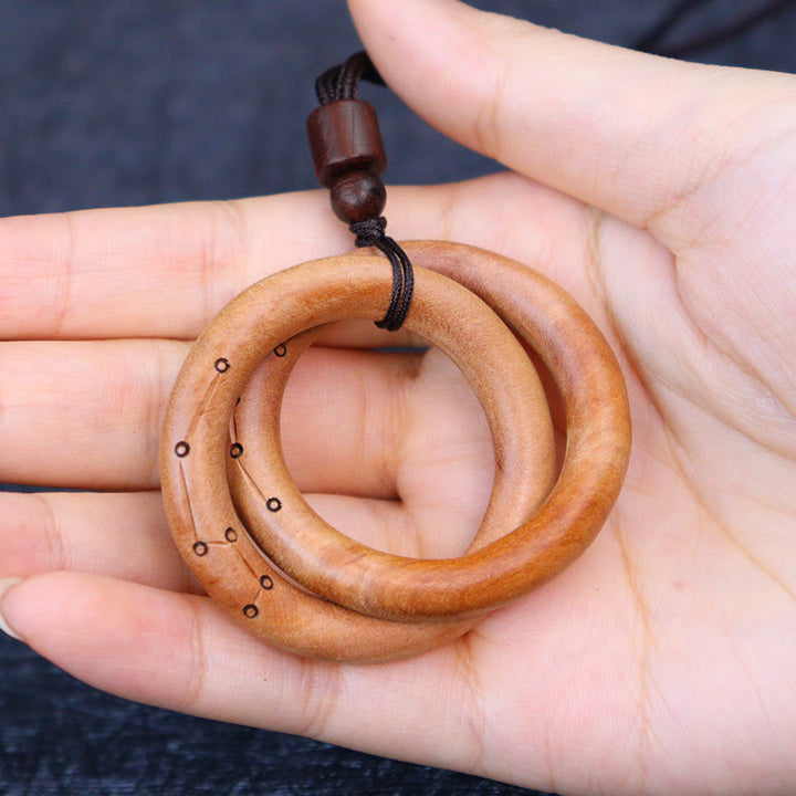 Buddha Stones Jujube Wood Taoist Yin Yang Ring Qiankun Circle Luck Ward Off Evil Spirits Necklace Pendant