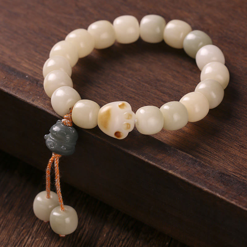 Buddha Stones Lucky Cat Bodhi Seed Cat Paw Peace Bracelet - image 3
