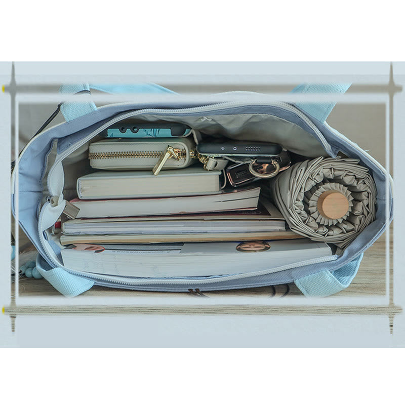 Pear Flower Plum Peach Blossom Bamboo Embroidery Canvas Large Capacity Shoulder Bag Tote Bag - image 13