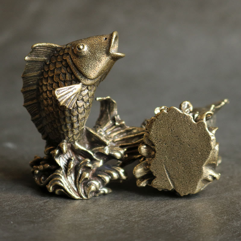 Buddha Stones Handmade Small Koi Fish Copper Wealth Home Decoration - image 2