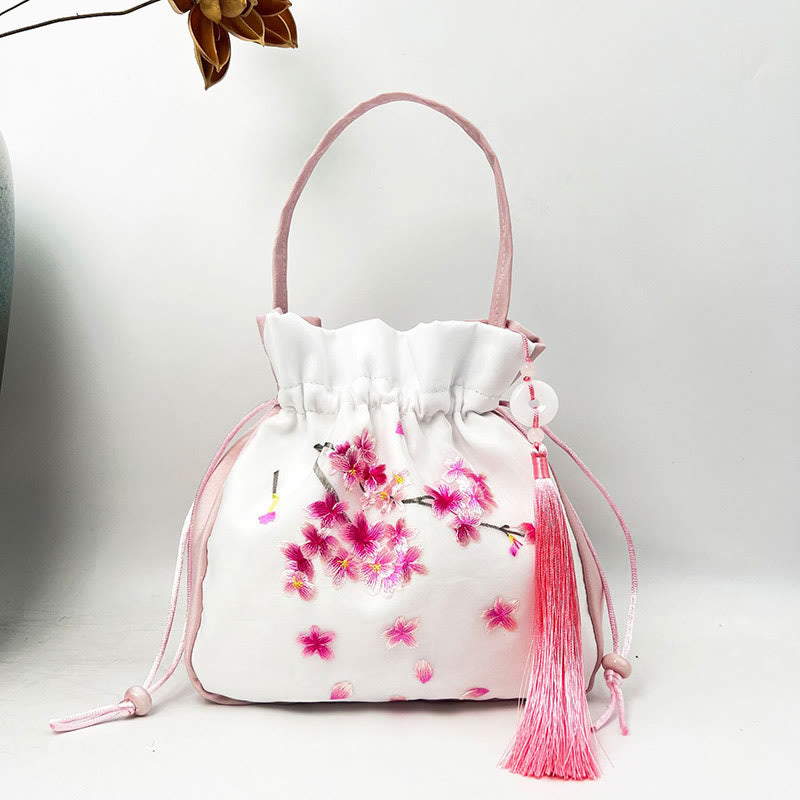 Buddha Stones Suzhou Embroidery Rabbit Lotus Epiphyllum Peony Magnolia Silk Tote Crossbody Bag Shoulder Bag Handbag