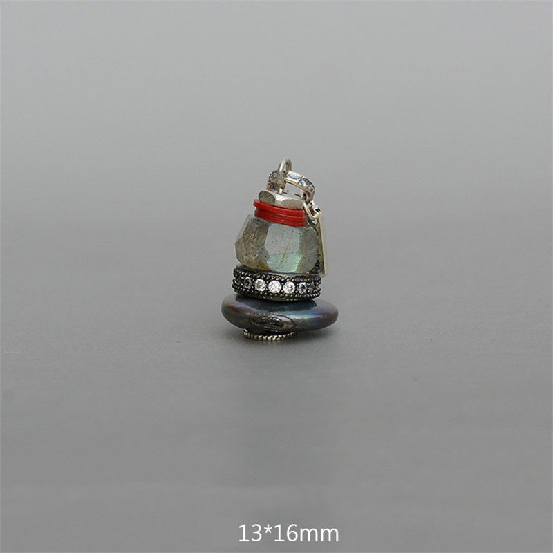 Buddha Stones Zen Cairn Labradorite Various Crystals Calm Pendant Necklace - Labradorite Pendant 13*16mm - image 22