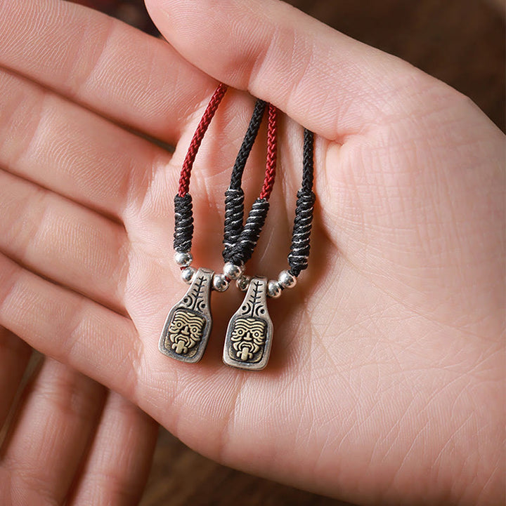 Buddha Stones Tibetan 925 Sterling Silver Zakiram Goddess of Wealth Protection Rope Necklace Pendant - image 9