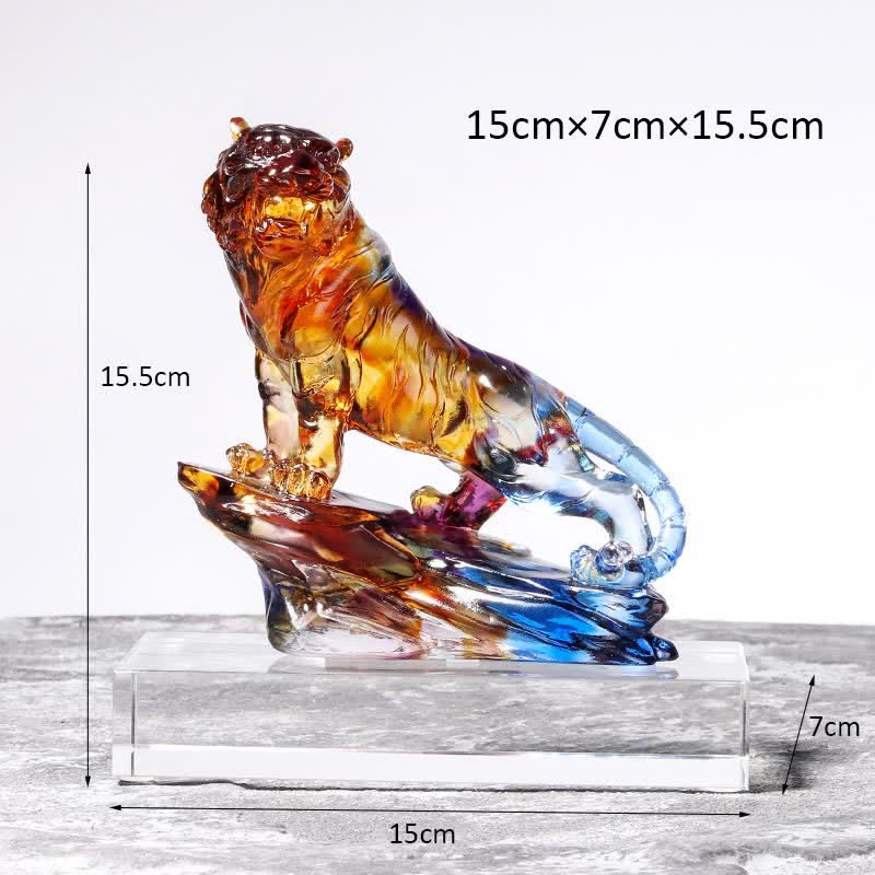 Handmade Liuli Crystal Tiger Art Piece Protection Home Decoration - image 22