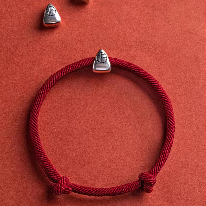 Buddha Stones 925 Sterling Silver Fu Character Blessing Handmade Braided Bracelet - image 5