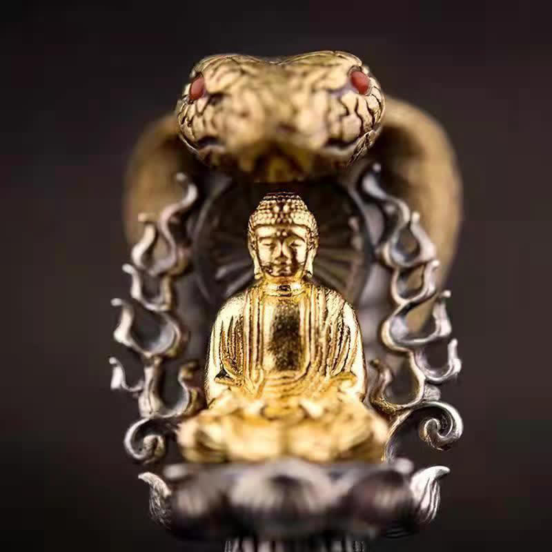 Buddha Stones Tibetan Om Mani Padme Hum Buddha Wealth Rotation Necklace Vajra Pendant - image 3