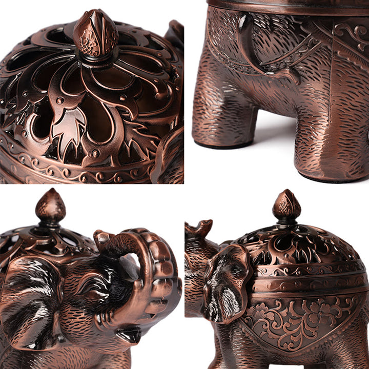 Buddha Stones Elephant Alloy Incense Holder Home Decoration Incense Burner - image 3