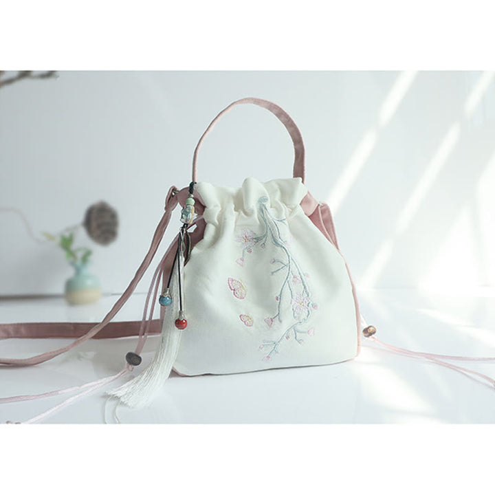 Buddha Stones Handmade Embroidered Flowers Canvas Tote Shoulder Bag Handbag - image 26