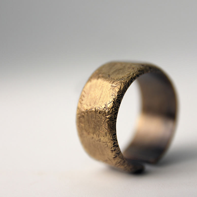 Tibetan Simple Design Copper Brass Frosted Wealth Ring - image 16