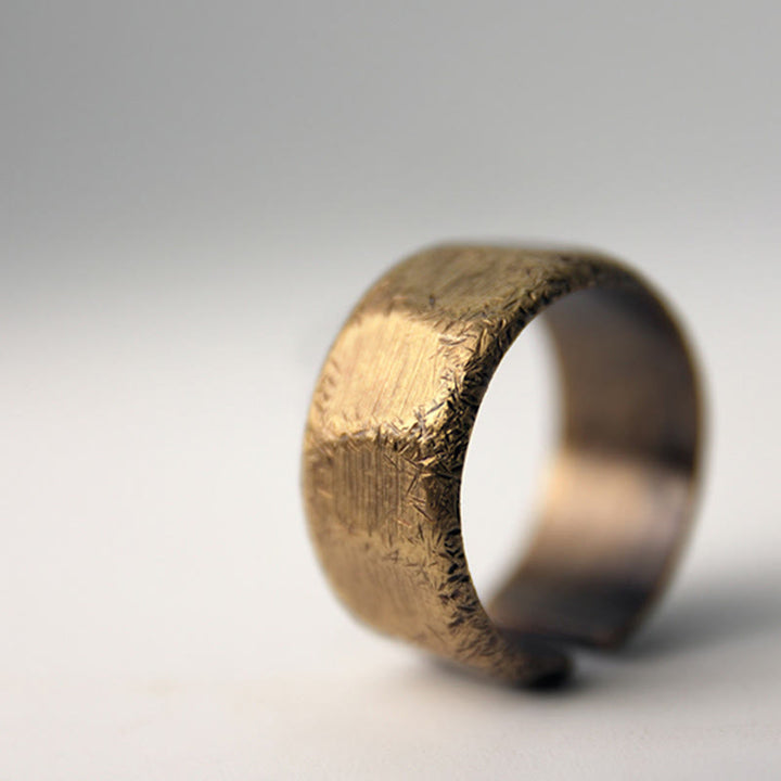 Tibetan Simple Design Copper Brass Frosted Wealth Ring - image 16