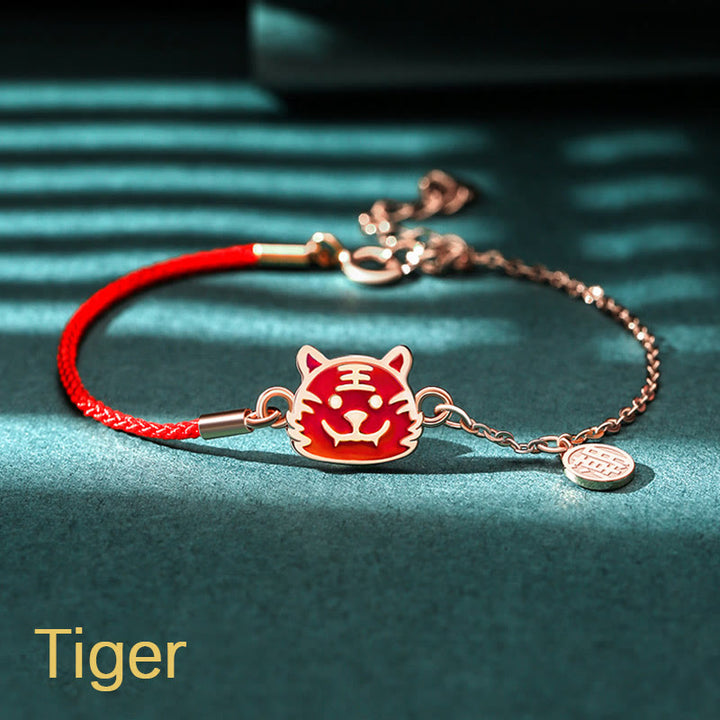 Buddha Stones 925 Sterling Silver Color-changing Chinese Zodiac Luck Protection Red String Chain Bracelet - Tiger(Wrist Circumference 14-15cm) - image 7