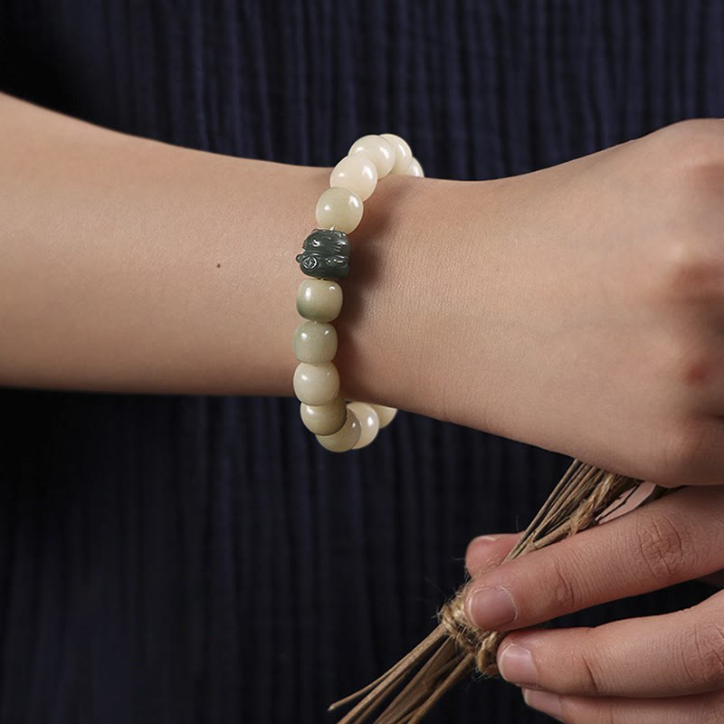 Buddha Stones Lucky Cat Bodhi Seed Cat Paw Peace Bracelet - image 7