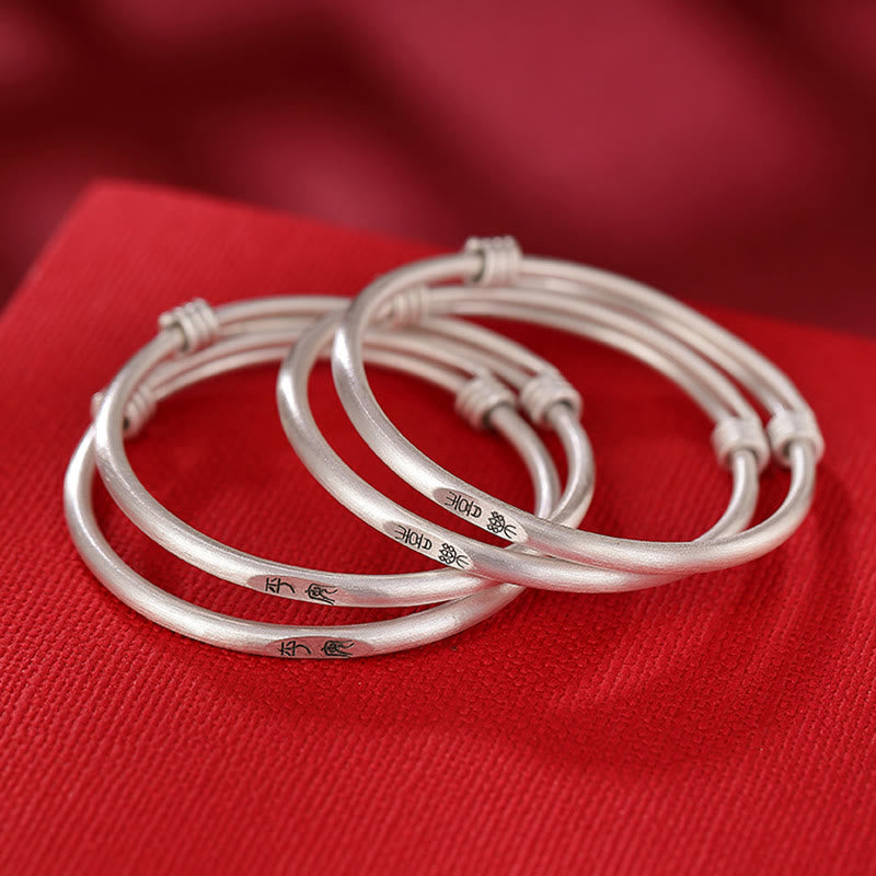 Buddha Stones 999 Sterling Silver Peace And Joy Protection Kids Child Bracelet Bangle - image 1