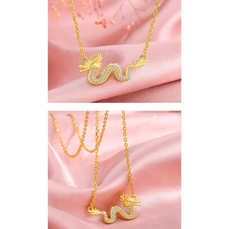 Buddha Stones 925 Sterling Silver Year Of The Dragon Auspicious Golden Dragon Luck Chain Necklace Pendant - image 12