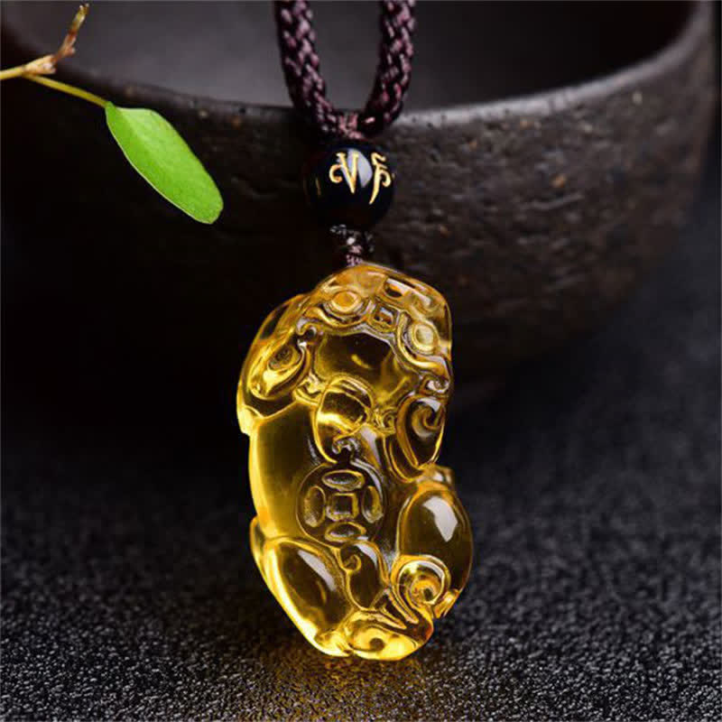 Buddha Stones FengShui Citrine PiXiu Wealth Necklace Pendant - Citrine(Happiness♥Prosperity) - image 1